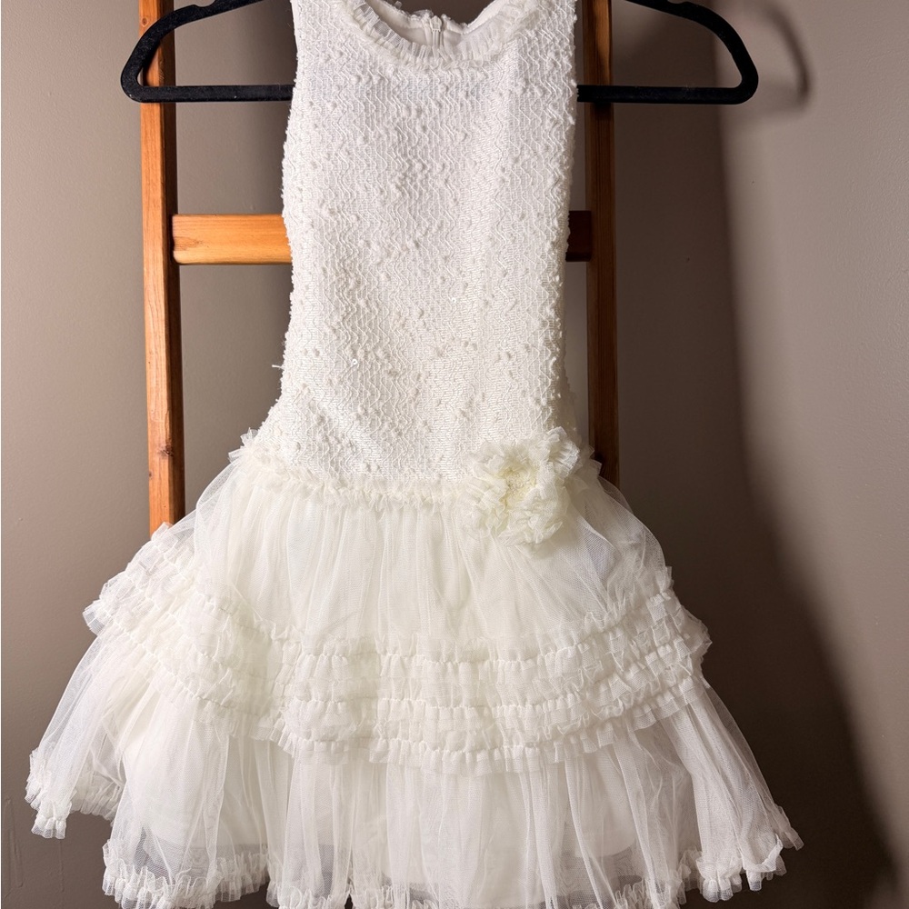 Isobella and Chloe Ivory Ruffled Tulle Party Dress